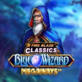 Logo of Fire Blaze Blue Wizard Megaways from Rarestone Gaming at Broidi Casino
